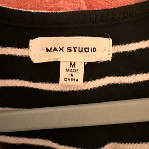 Max Studio Black White Striped Front Tie Maxi Dress: Medium - Picture 7 of 9